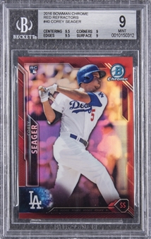 2016 Bowman Chrome (Red Refractors) #40 Corey Seager Rookie Card (#4/5) – BGS MINT 9